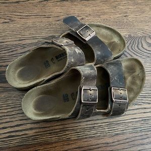 Birkenstock Arizona Brown Leather Slip On Sandal